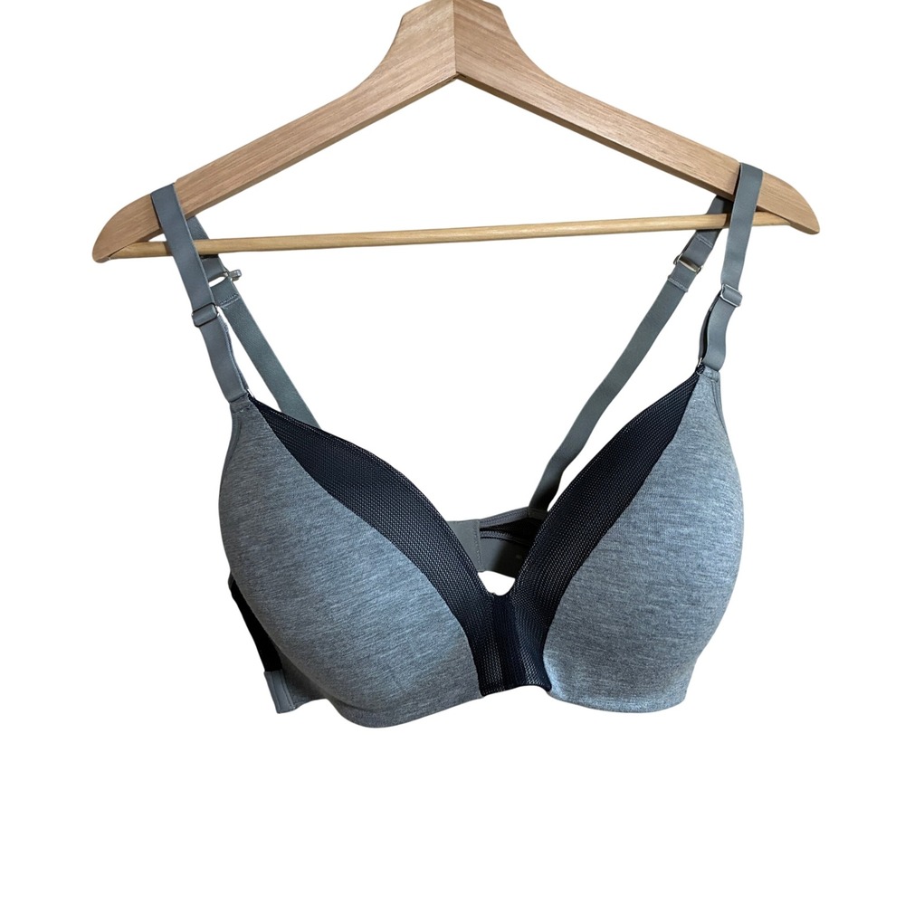All.You. LIVELY Mesh Trim T-Shirt Bra 36D Gray Women Heathered Spandex